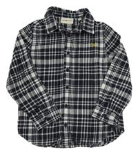 Tmavomodro-biela kockovaná flanelová košeľa