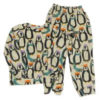 Béžové plyšové pyžamo s tučňáky TU