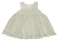 Bílé šifonové šaty s proužky a kytičkou H&M