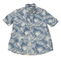 Modro-bílá vzorovaná košile s rostlinami F&F