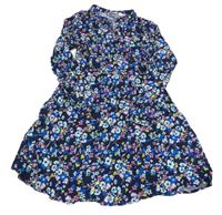 Tmavomodré kvetované ľahké šaty Alive