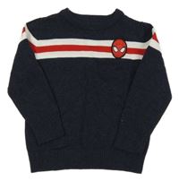 Tmavomodro-červeno-biely sveter so Spidermanem C&A