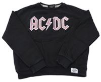 Čierna crop mikina s nápisem AC/DC