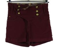 Dámské vínové riflové kraťasy s vysokým pasem a gombíky Denim Co.