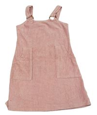 Ružové zamatové rebrované šaty F&F