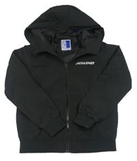 Černá šusťáková podzimní bunda s kapucí Jack & Jones