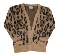 Hnedý vzorovaný pleteno/chlupatý cardigan zn. Matalan
