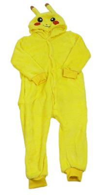 Žlutá chlupatá kombinéza a kapucí - Pikachu 