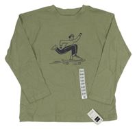 Nové - Khaki triko se skejťákem Dunnes