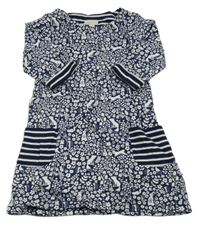 Tmavomodro-biele kvetované šaty Jojo Maman Bébé