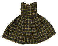 Antracitovo-okrové kockované šaty