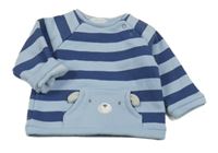 Světle-tmavomodrá pruhovaná zateplená mikina s medvedíkom Mayoral