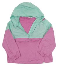 Tyrkysovo-ružová šušťáková jesenná bunda s kapucňou GAP