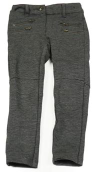 Tmavošedé melírované tregíny se zipy Next