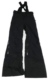 Černé šusťákové funkční zimní oteplovačky s odepínacími kšandami Wed'ze