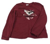 Vínová mikina s překlápěcími flitre S. Oliver