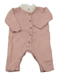 Ružový rebrovaný overal s čipkou George