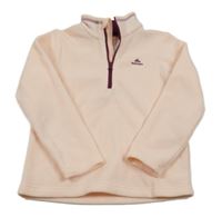 Svetloružová fleecová funkčná mikina s logom Quechua