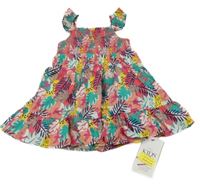 Nové - Bílo-barevné šaty s listy a zvířaty M&S