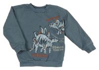 Modrošedá mikina s dinosaurami Nutmeg
