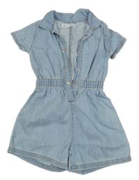 Světlemodrý riflový kraťasový overal Zara