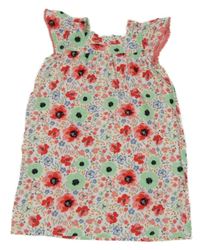 Bielo-zeleno-červené kvetované šaty