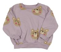 Lila oversize mikina s medvídky George