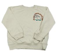 Svetlobéžová mikina s kostrou na skatu H&M