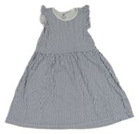 Námořnicky modro-biele pruhované šaty s volánikmi H&M