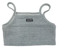 Sivý prešívaný crop top s nášivkou Shein
