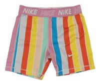 Farebné pruhované legínové športové kraťasy s logom Nike