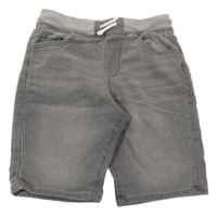 Šedé teplákovo/riflové kraťasy s úpletovým pasem Denim Co.