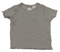 Sivé rebrované tričko s mašlou H&M