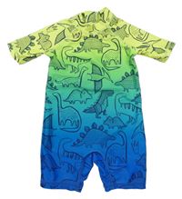 Žluto-zeleno-modrý UV overal s dinosaury Next