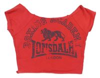Červené crop tričko s nápismi Londale