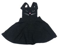 Čierne trblietavé teplákové na traké šaty s mačkou George