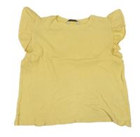 Žlté rebrované tričko s volánikmi George