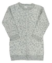 Sivo-biely vzorovaný dlhý sveter E-vie