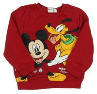 Červená mikina s Mickeym a Plutem zn. Disney