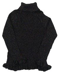 Čierno-farebný rebrovaný sveter s rolákom Primark