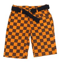 Oranžovo-tmavomodré kostkované plátěné kraťasy s páskem Topolino