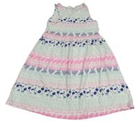 Bielo-farebné vzorované bavlnené šaty H&M