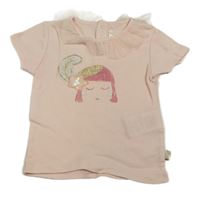 Svetloružové tričko s dievčatkom a volánikom BillieBlush