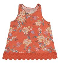 Korálový květovaný top s krajkou Mudd vel. 176