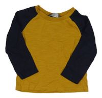 Hořčicovo-tmavomodré triko Primark 