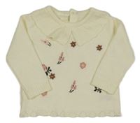 Smotanový sveter s kvietkami Dunnes