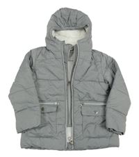 Šedá šusťáková zimní bunda s kapucí Topolino