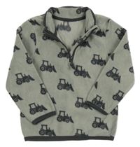Sivá fleecová mikina s traktormi George