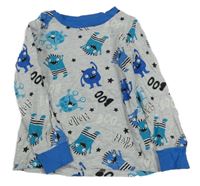 Šedo-modré pyžamové triko s příšerkami Pocopiano 