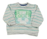 Sivo-tyrkysová pruhovaná mikina s Mickeym Dinsey